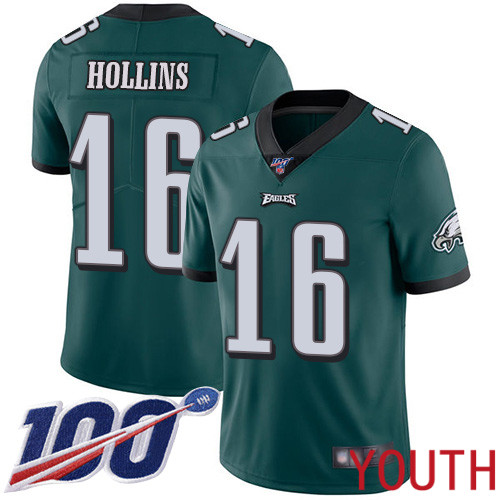 Youth Philadelphia Eagles #16 Mack Hollins Midnight Green Team Color Vapor Untouchable NFL Jersey Limited Player 100th->youth nfl jersey->Youth Jersey